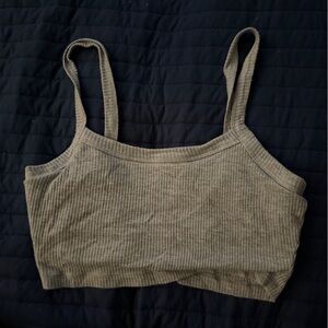 Alo Ribbed Grey Womens Bralette - Comfortable Everyday Support